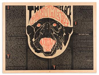 (BLACK PANTHERS.) Illustrated layout for an article on the Black Panthers in a Princeton University student magazine.